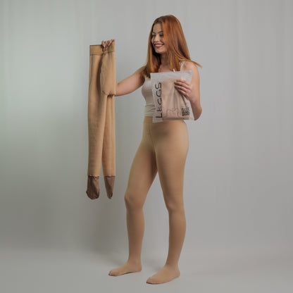 Collant Thermique Doublé en Polaire Beige